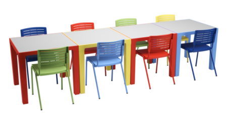 CONJUNTO REFEITORIO COM 8 CADEIRAS (MARCA MA - MODELO REF8) 